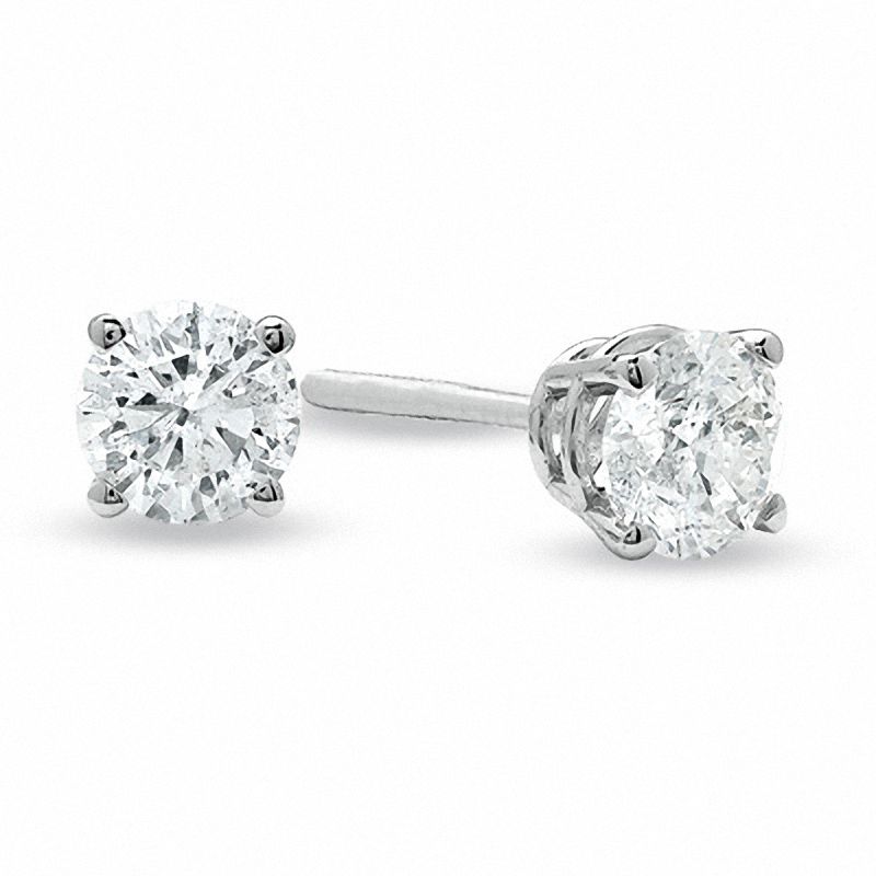 Cushion Diamond Stud Earrings In 14k White Gold 1 Ct Tw Blue