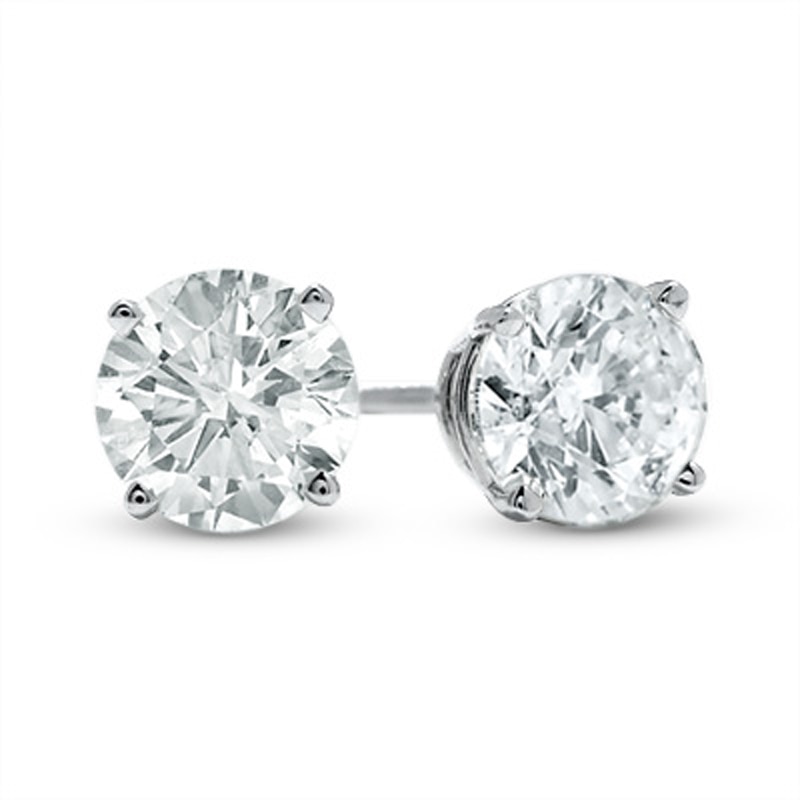 2 Ct T W Diamond Solitaire Stud Earrings In 14k White Gold Zales Outlet