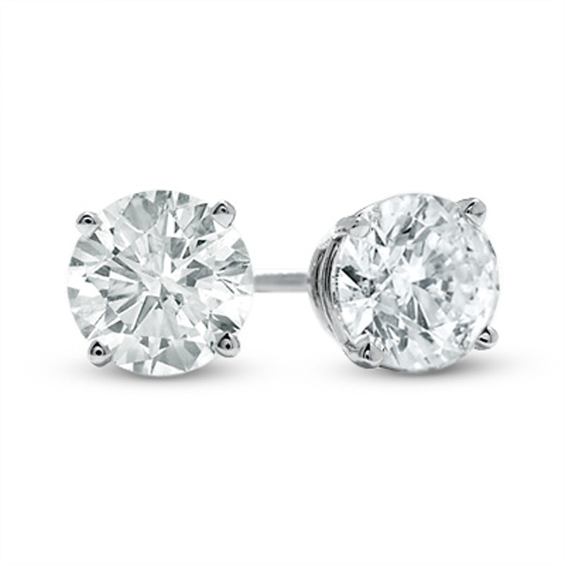 2 CT. T.W. Diamond Solitaire Stud Earrings in 14K White Gold