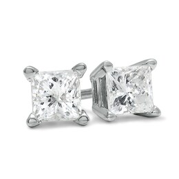 1-1/4 CT. T.W. Princess-Cut Diamond Solitaire Stud Earrings in 14K White Gold