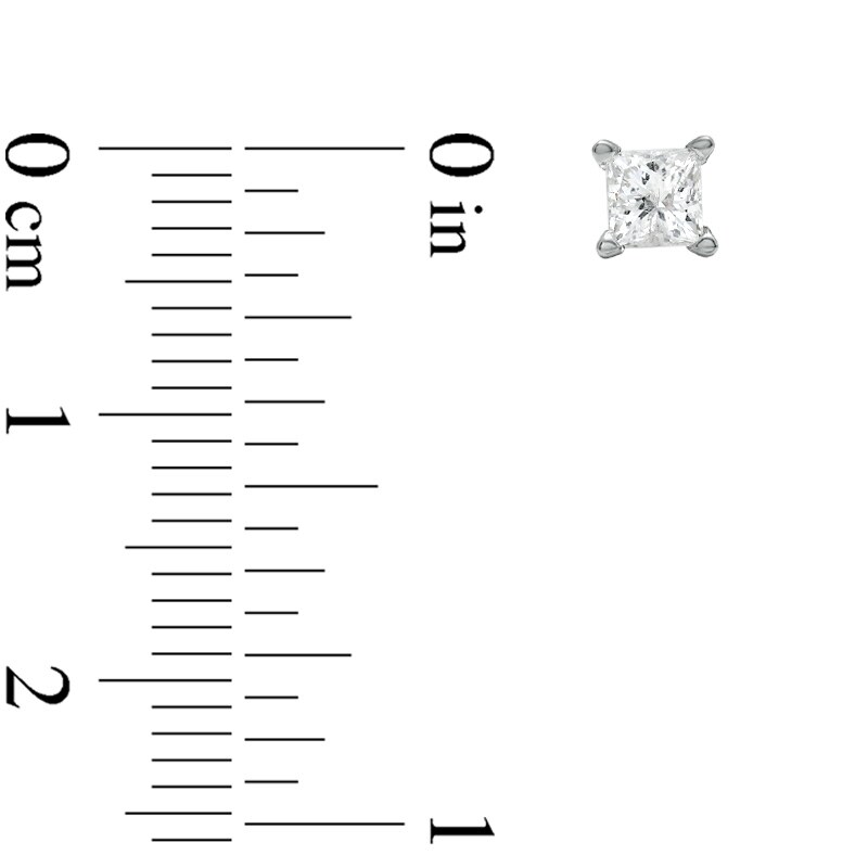 Main Image 2 of 1-1/4 CT. T.W. Princess-Cut Diamond Solitaire Stud Earrings in 14K White Gold