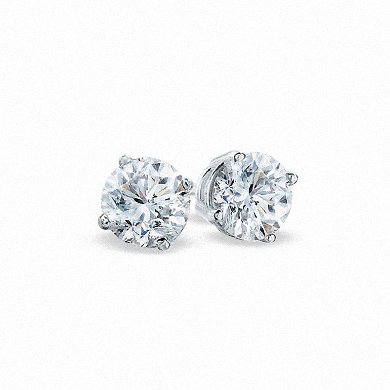 1 2 Ct T W Diamond Solitaire Stud Earrings In 14k White Gold