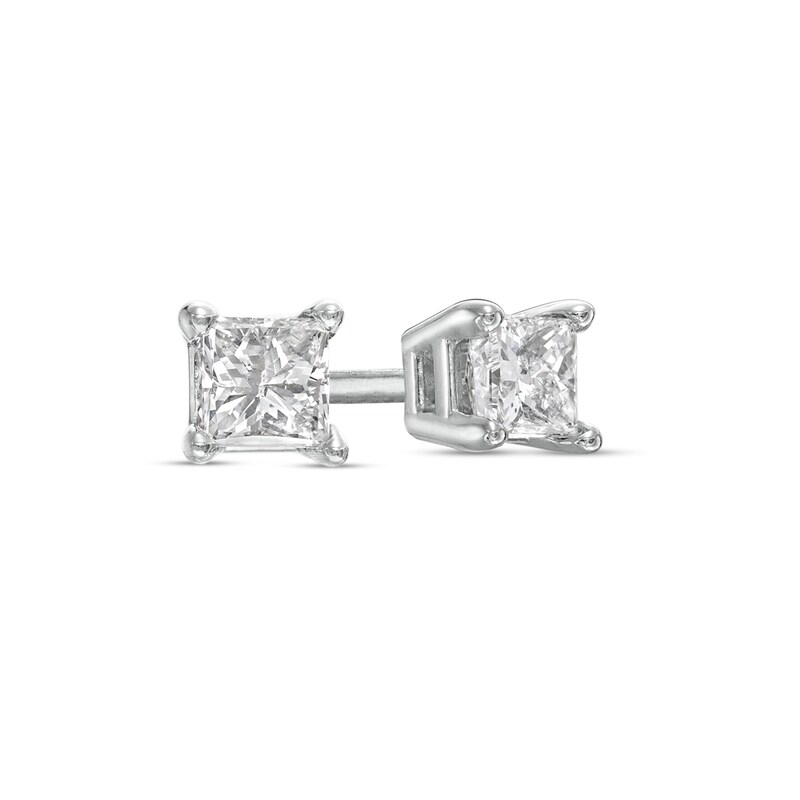 Princess Cut Stud Diamond Earrings In 14k White Gold Fascinating