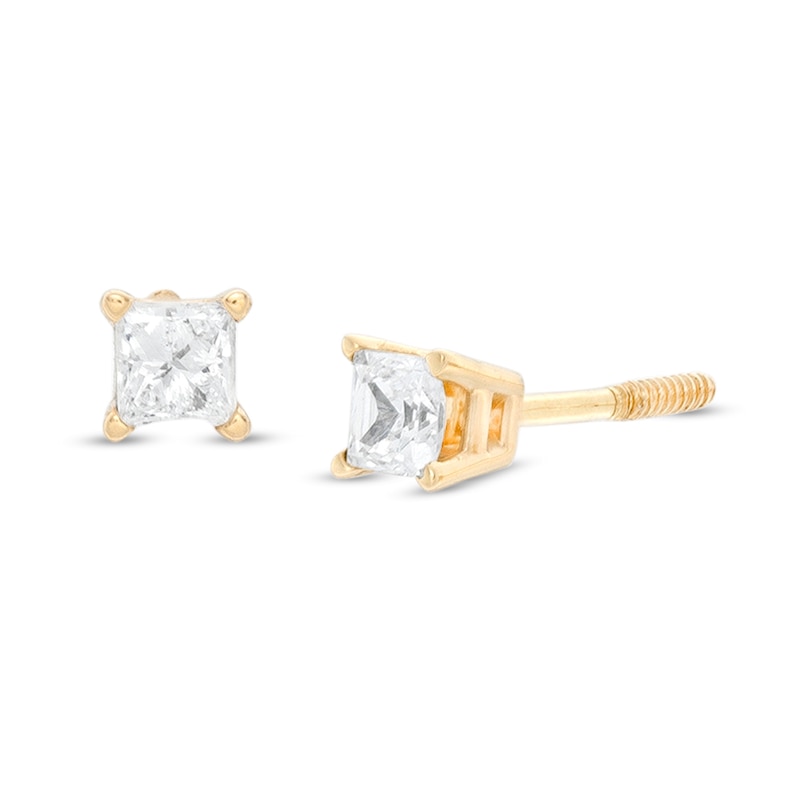 1/5 CT. T.W. Princess-Cut Diamond Solitaire Earrings in 14K Gold