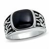 Thumbnail Image 0 of Men's Cushion-Cut Onyx Ring in Sterling Silver