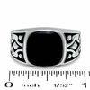 Thumbnail Image 1 of Men's Cushion-Cut Onyx Ring in Sterling Silver