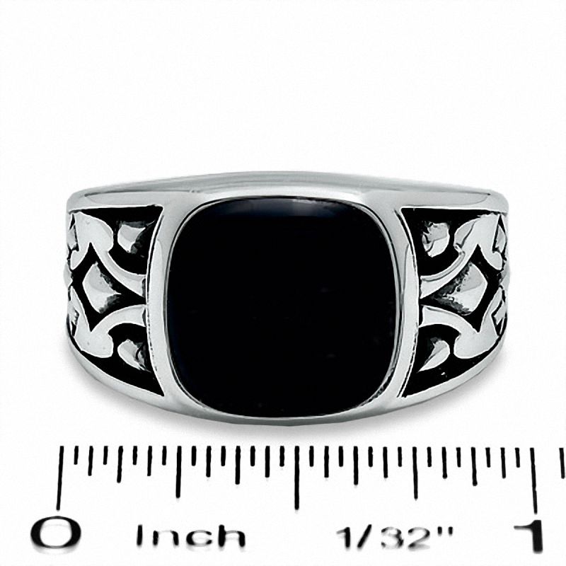Men's Cushion-Cut Onyx Ring in Sterling Silver