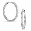 Thumbnail Image 1 of 1 CT. T.W. Diamond Front/Back Hoop Earrings in 14K White Gold