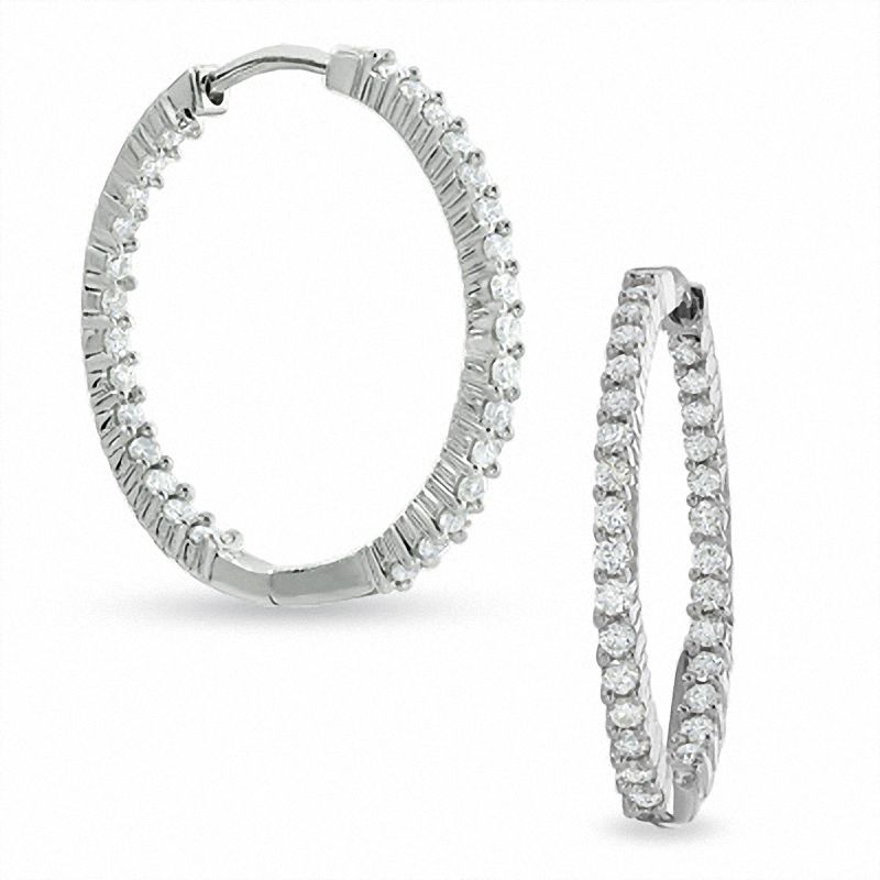 1 CT. T.W. Diamond Front/Back Hoop Earrings in 14K White Gold