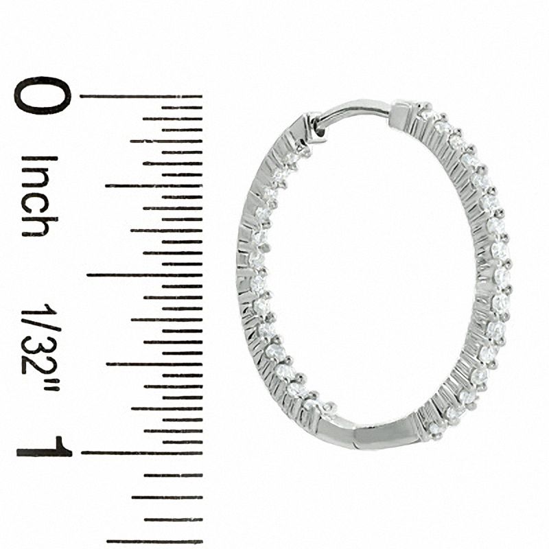 Main Image 2 of 1 CT. T.W. Diamond Front/Back Hoop Earrings in 14K White Gold
