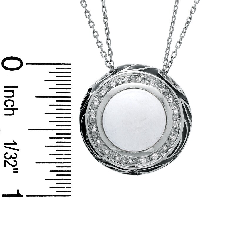 Main Image 2 of White Onyx and Diamond Zebra Pendant in Sterling Silver