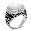 Thumbnail Image 1 of White Onyx and Diamond Ring in Sterling Silver