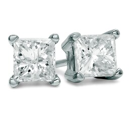 3/8 CT. T.W. Princess-Cut Diamond Solitaire Stud Earrings in 14K White Gold