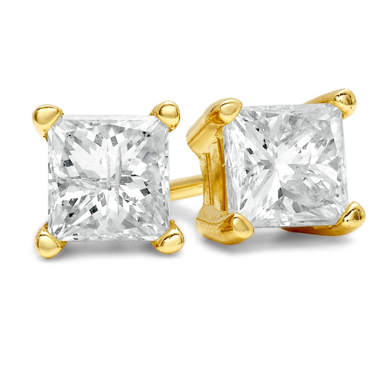 3/8 CT. T.W. Princess-Cut Diamond Solitaire Stud Earrings in 14K Gold