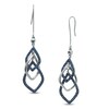 Thumbnail Image 1 of Lab-Created Sapphire Three Teardrop Earrings in Sterling Silver