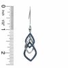 Thumbnail Image 2 of Lab-Created Sapphire Three Teardrop Earrings in Sterling Silver