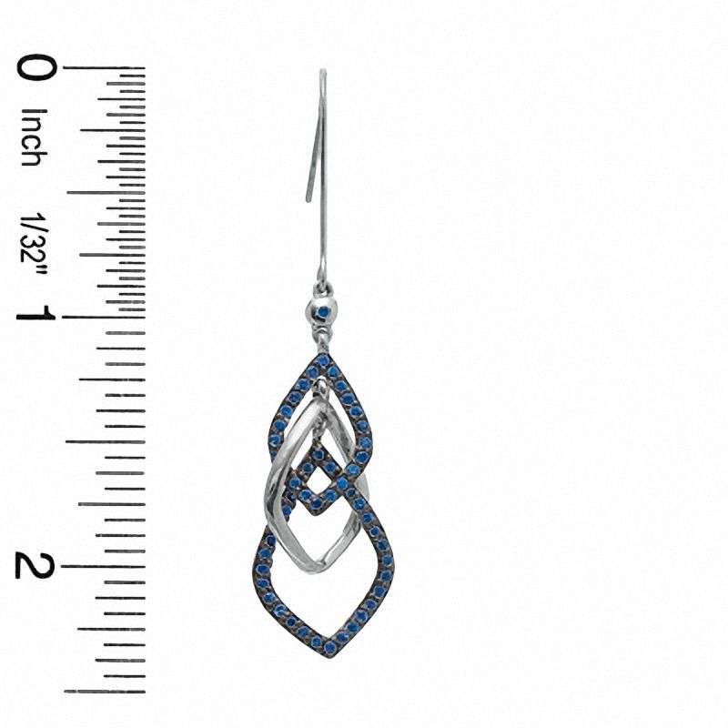 Main Image 2 of Lab-Created Sapphire Three Teardrop Earrings in Sterling Silver