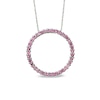 Thumbnail Image 1 of Pink Sapphire Circle Pendant in 10K White Gold