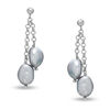 Thumbnail Image 1 of Grey Freshwater Cultured Pearl Double Drop Earrings in Sterling Silver