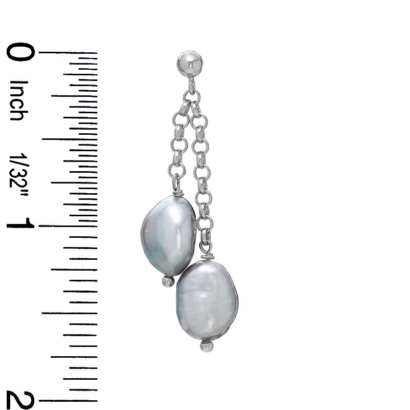 Main Image 2 of Grey Freshwater Cultured Pearl Double Drop Earrings in Sterling Silver