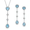 Thumbnail Image 1 of Blue Topaz and Lab-Created White Sapphire Stick Pendant and Earrings Set in Sterling Silver