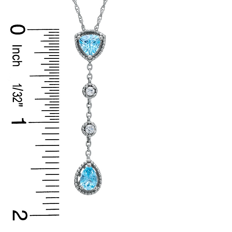 Main Image 2 of Blue Topaz and Lab-Created White Sapphire Stick Pendant and Earrings Set in Sterling Silver
