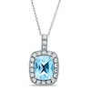 Thumbnail Image 0 of Cushion-Cut Blue Topaz and Lab-Created White Sapphire Pendant in 14K White Gold