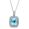 Thumbnail Image 0 of Cushion-Cut Blue Topaz and Lab-Created White Sapphire Pendant in 14K White Gold