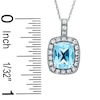 Thumbnail Image 1 of Cushion-Cut Blue Topaz and Lab-Created White Sapphire Pendant in 14K White Gold