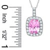 Thumbnail Image 2 of Cushion-Cut Lab-Created Pink and White Sapphire Pendant in 14K White Gold