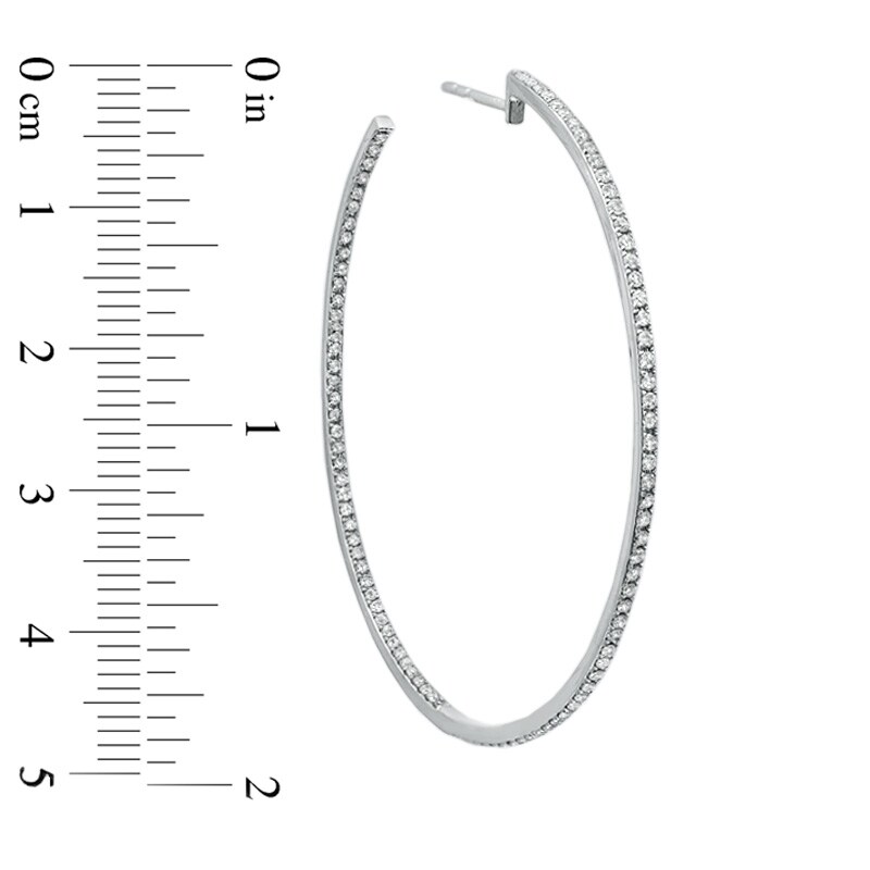 Main Image 2 of 1 CT. T.W. Diamond Pave Hoop Earrings in 14K White Gold