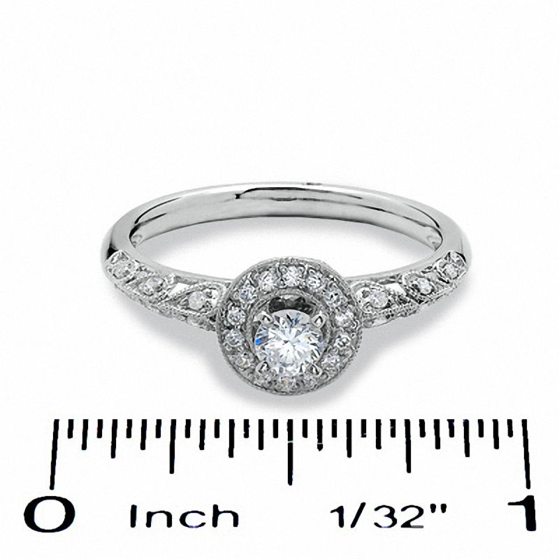 3/8 CT. T.W. Diamond Frame Milgrain Ring in 14K White Gold