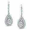 1-5/8 CT. T.W. Teardrop Diamond Frame Drop Earrings in 14K White Gold