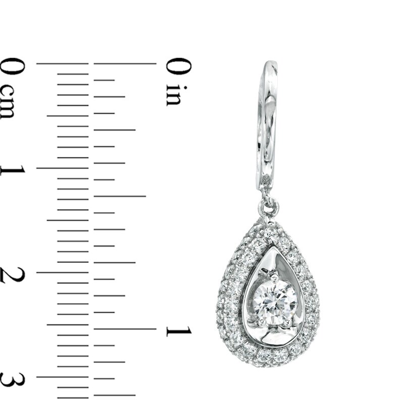 1-5/8 CT. T.W. Teardrop Diamond Frame Drop Earrings in 14K White Gold