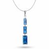 Thumbnail Image 1 of Radiant-Cut Lab-Created Blue Sapphire Drop Pendant in 10K White Gold with Diamond Accent
