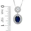 Thumbnail Image 2 of Oval Sapphire and Diamond Framed Drop Pendant in 14K White Gold