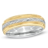 Thumbnail Image 1 of 6.0mm Sterling Silver and 14K Gold Milgrain Wedding Band