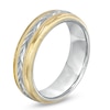 Thumbnail Image 1 of Men's 6.0mm Sterling Silver and 14K Gold Milgrain Wedding Band