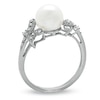 Thumbnail Image 1 of Cultured Freshwater Pearl and Diamond Leaf Ring in 14K White Gold