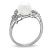 Thumbnail Image 1 of Cultured Freshwater Pearl and Diamond Leaf Ring in 14K White Gold