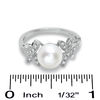 Thumbnail Image 2 of Cultured Freshwater Pearl and Diamond Leaf Ring in 14K White Gold