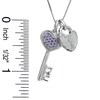 Thumbnail Image 2 of Heart-Shaped Amethyst and Diamond Accent Key and Lock Pendant in Sterling Silver