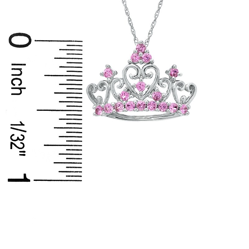 Main Image 2 of Lab-Created Pink Sapphire Tiara Pendant in 14K White Gold