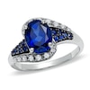 Thumbnail Image 0 of Lab-Created Blue and White Sapphire Ring in 14K White Gold