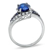 Thumbnail Image 1 of Lab-Created Blue and White Sapphire Ring in 14K White Gold