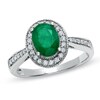Thumbnail Image 0 of Oval Emerald and Diamond Frame Ring in 14K White Gold