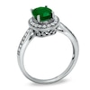Thumbnail Image 1 of Oval Emerald and Diamond Frame Ring in 14K White Gold