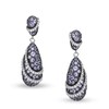 Thumbnail Image 1 of Tear-Drop Amethyst and Diamond Swirl Drop Earrings in Sterling Silver