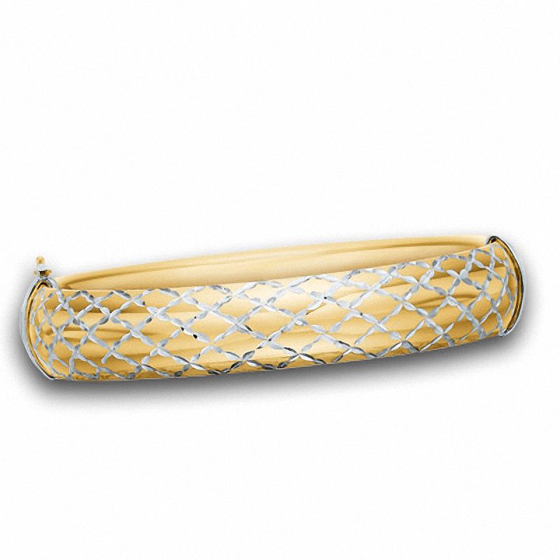 Main Image 1 of Diamond-Cut Bangle in Sterling Silver with 14K Gold Plate