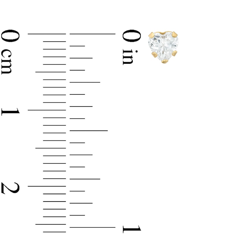 Main Image 3 of Child's 4.0mm Heart-Shaped Cubic Zirconia Earrings in 14K White Gold